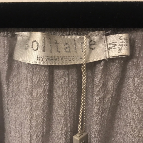 Solitaire Grey Tunic Top Open Shoulder with Lace Trim - Picture 2 of 7